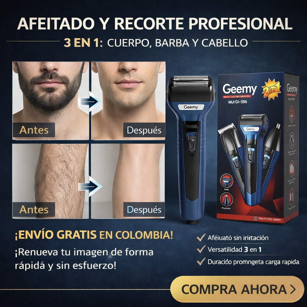 Maquina geemy hombre 3 en 1 azul